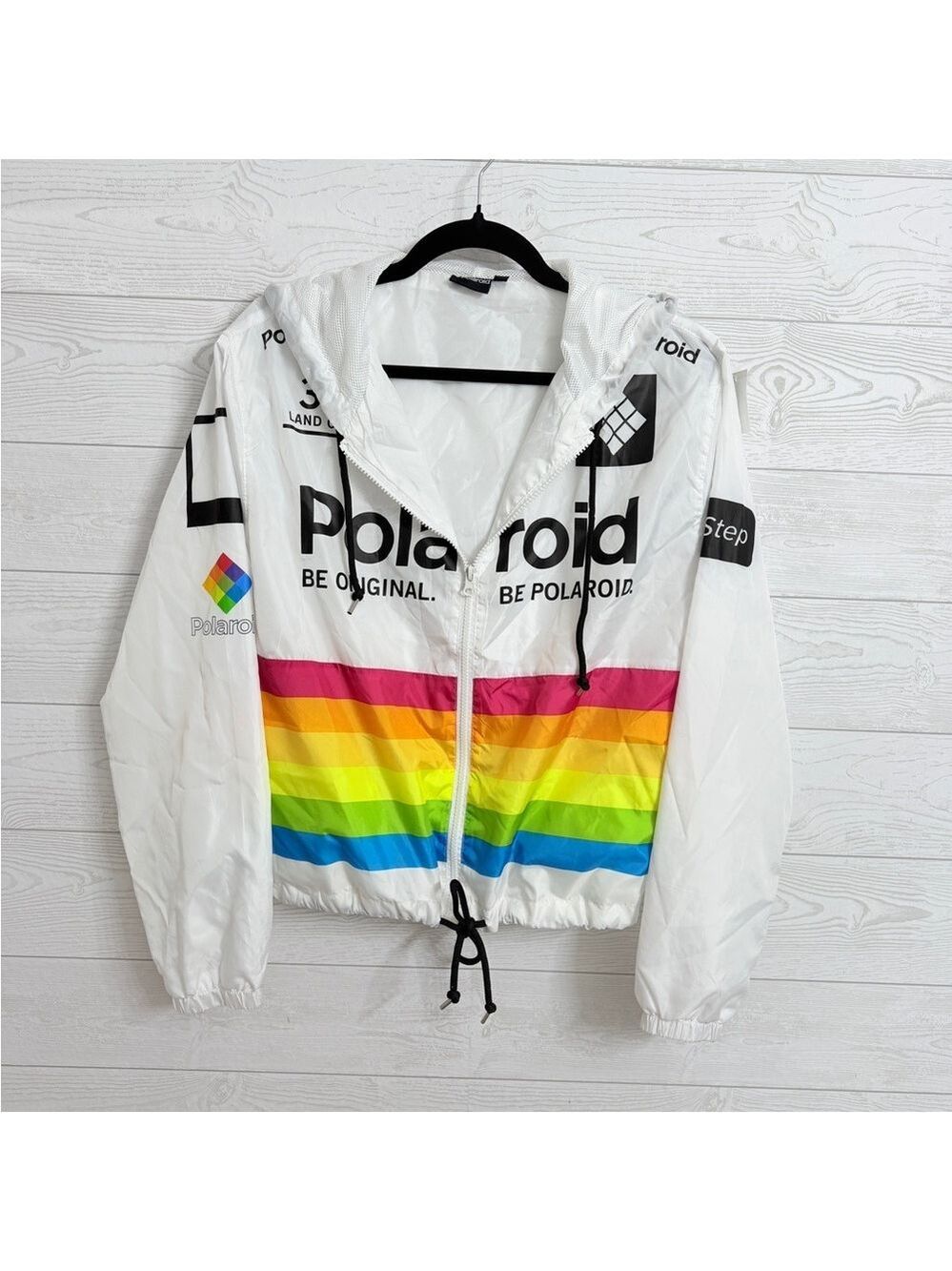 Polaroid Women’s White Hoodie Windbreaker Jacket. Size M